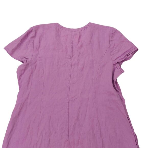 J Jill Love Linen Dress Womens Large Lilac Short Sleeve V-Neck Beach Coastal - Picture 6 of 11